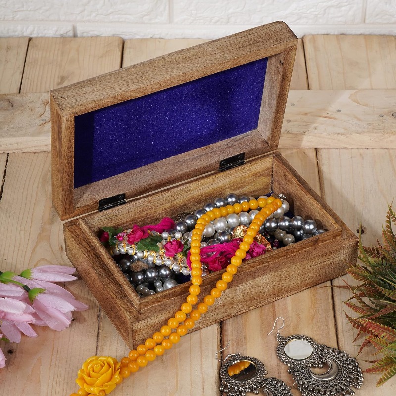 Ajuny Handmade Wooden Jewellery Box with Cross Design